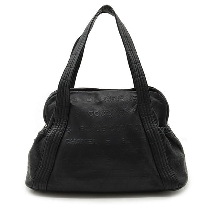 Top Quality Chanel Leather Embossed Logo Mini Boston Tote Bag