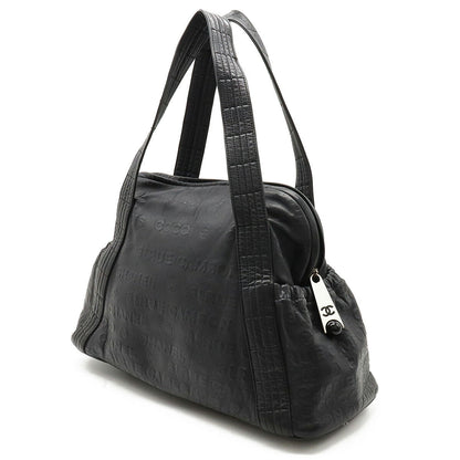 Top Quality Chanel Leather Embossed Logo Mini Boston Tote Bag