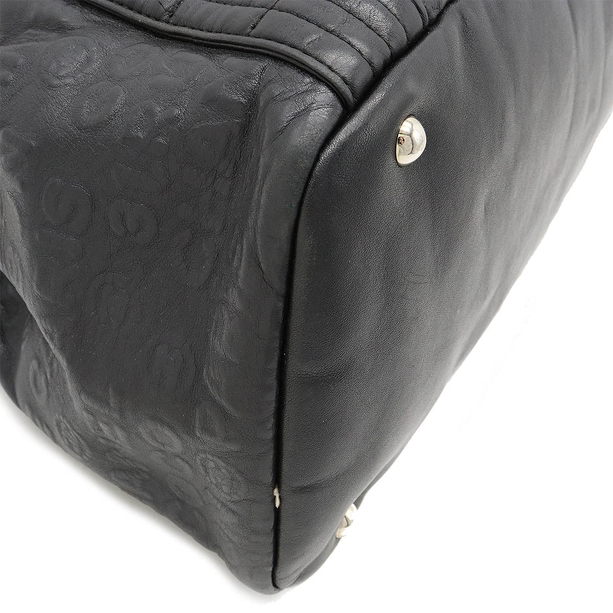 Top Quality Chanel Leather Embossed Logo Mini Boston Tote Bag