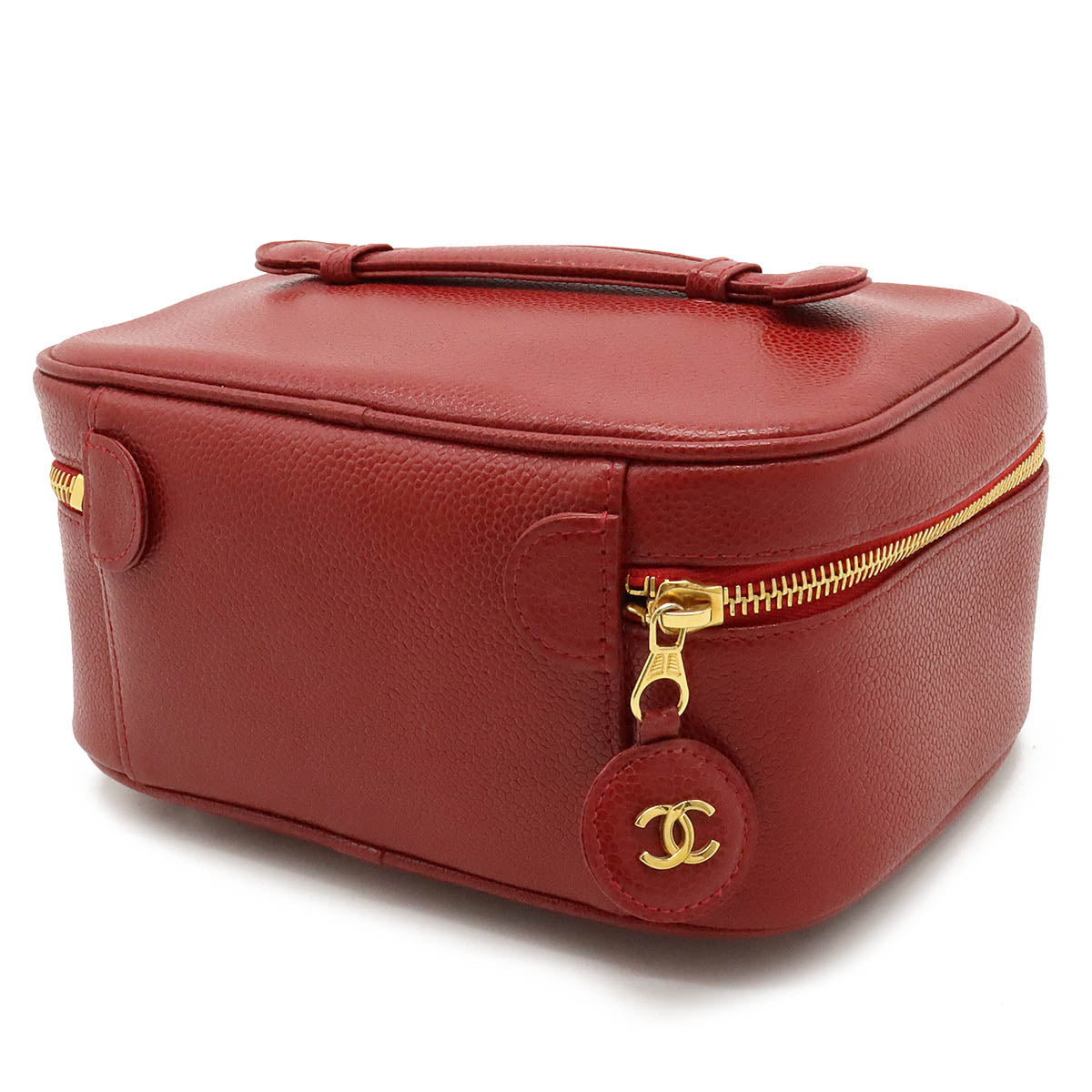 Top Quality Chanel Caviar Vanity Handbag Red Leather