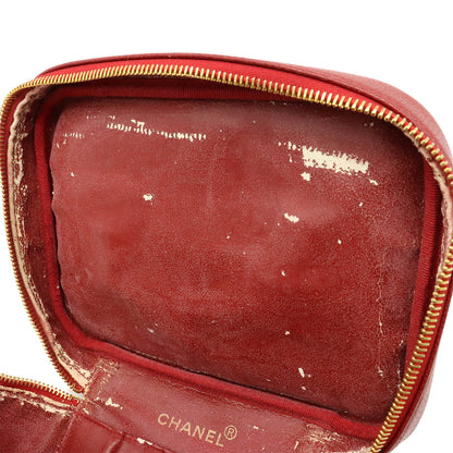 Top Quality Chanel Caviar Vanity Handbag Red Leather