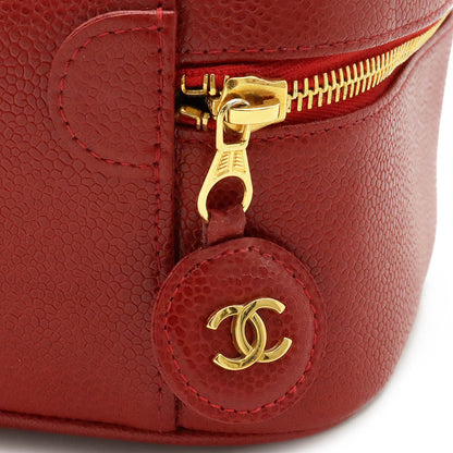 Top Quality Chanel Caviar Vanity Handbag Red Leather
