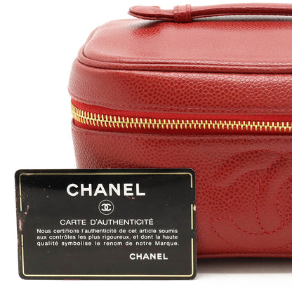 Top Quality Chanel Caviar Vanity Handbag Red Leather