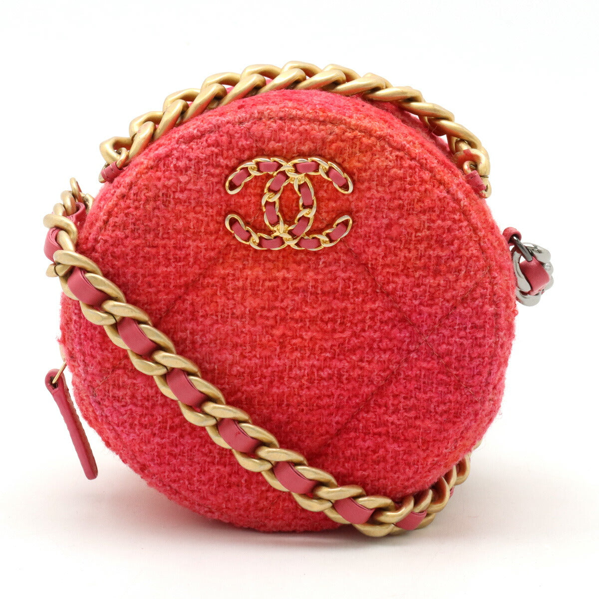Top Quality Chanel Tweed CHANEL19 Round Chain Shoulder Bag AP0945