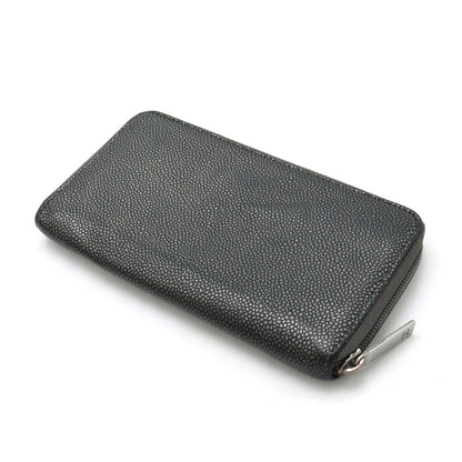 Top Quality Chanel Caviar Skin Round Zip Wallet Metallic Gray