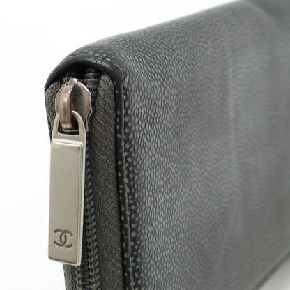Top Quality Chanel Caviar Skin Round Zip Wallet Metallic Gray