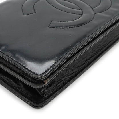Top Quality Chanel Coco Mark Chain Wallet Patent Leather Black