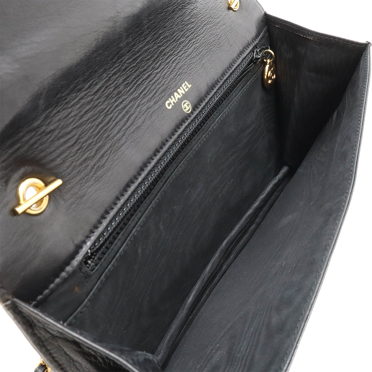 Top Quality Chanel Coco Mark Chain Wallet Patent Leather Black