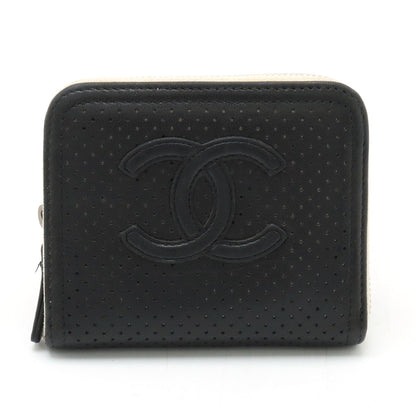 Top Quality Chanel Leather Card Case Black Ivory