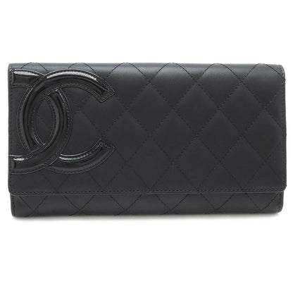 Top Quality Chanel Cambon Line Leather Wallet Black Pink