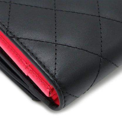 Top Quality Chanel Cambon Line Leather Wallet Black Pink