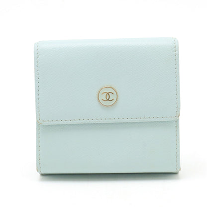 Top Quality Chanel Leather Tri-Fold Wallet Light Mint Blue