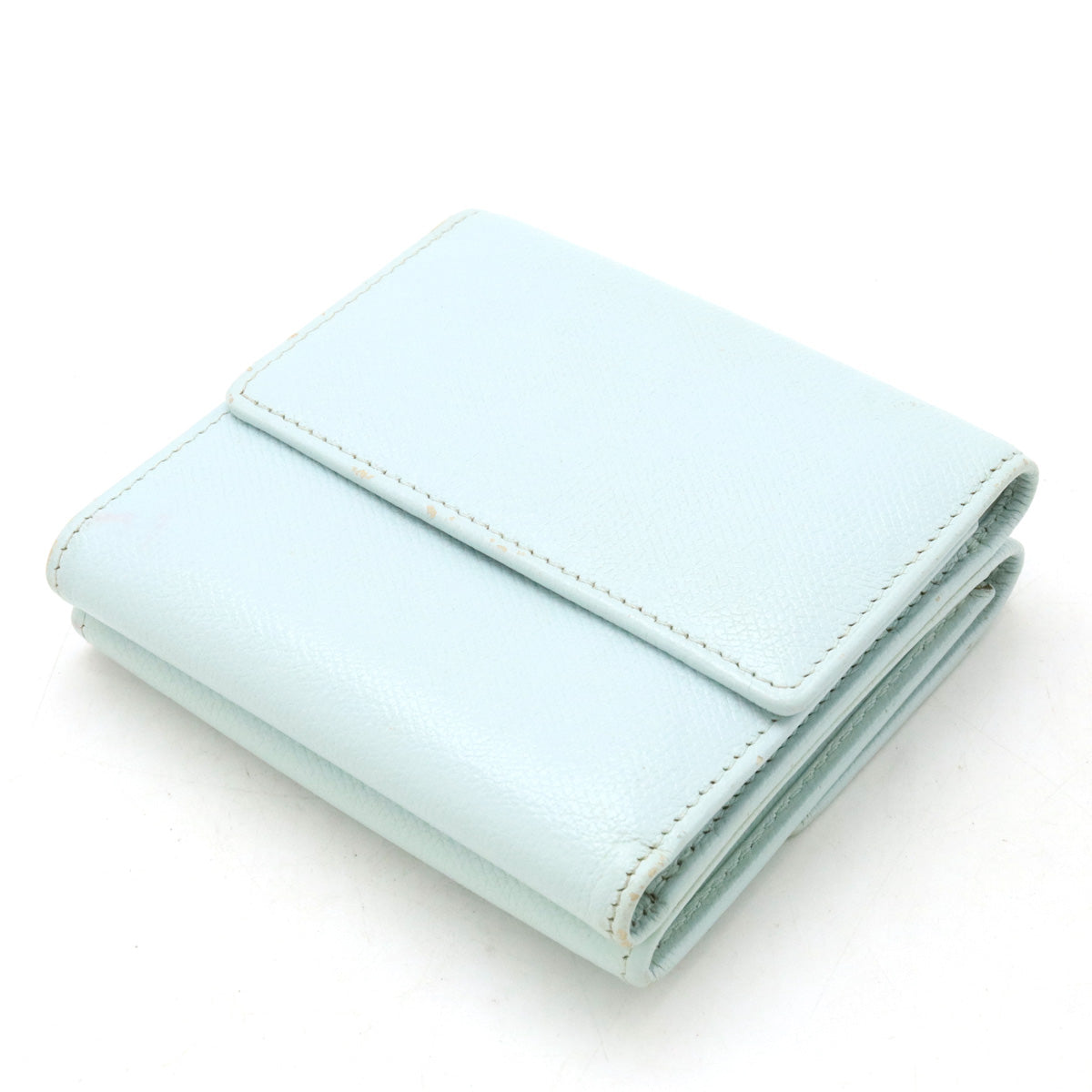 Top Quality Chanel Leather Tri-Fold Wallet Light Mint Blue