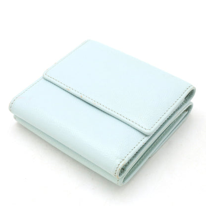 Top Quality Chanel Leather Tri-Fold Wallet Light Mint Blue