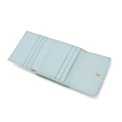 Top Quality Chanel Leather Tri-Fold Wallet Light Mint Blue