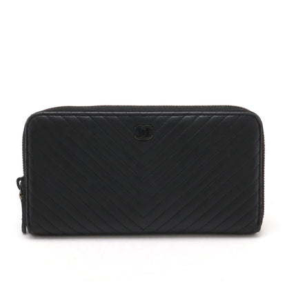 Top Quality Chanel Chevron V-Stitch Lambskin Leather Long Wallet