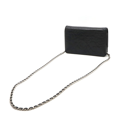 Top Quality Chanel Camellia Chain Wallet Black Leather