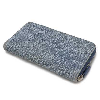 Top Quality Chanel Tweed Canvas Leather Wallet Blue