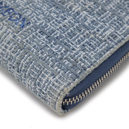 Top Quality Chanel Tweed Canvas Leather Wallet Blue