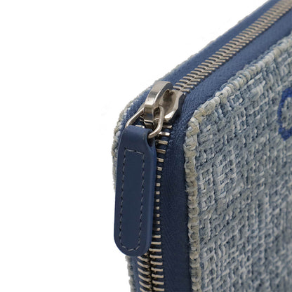 Top Quality Chanel Tweed Canvas Leather Wallet Blue