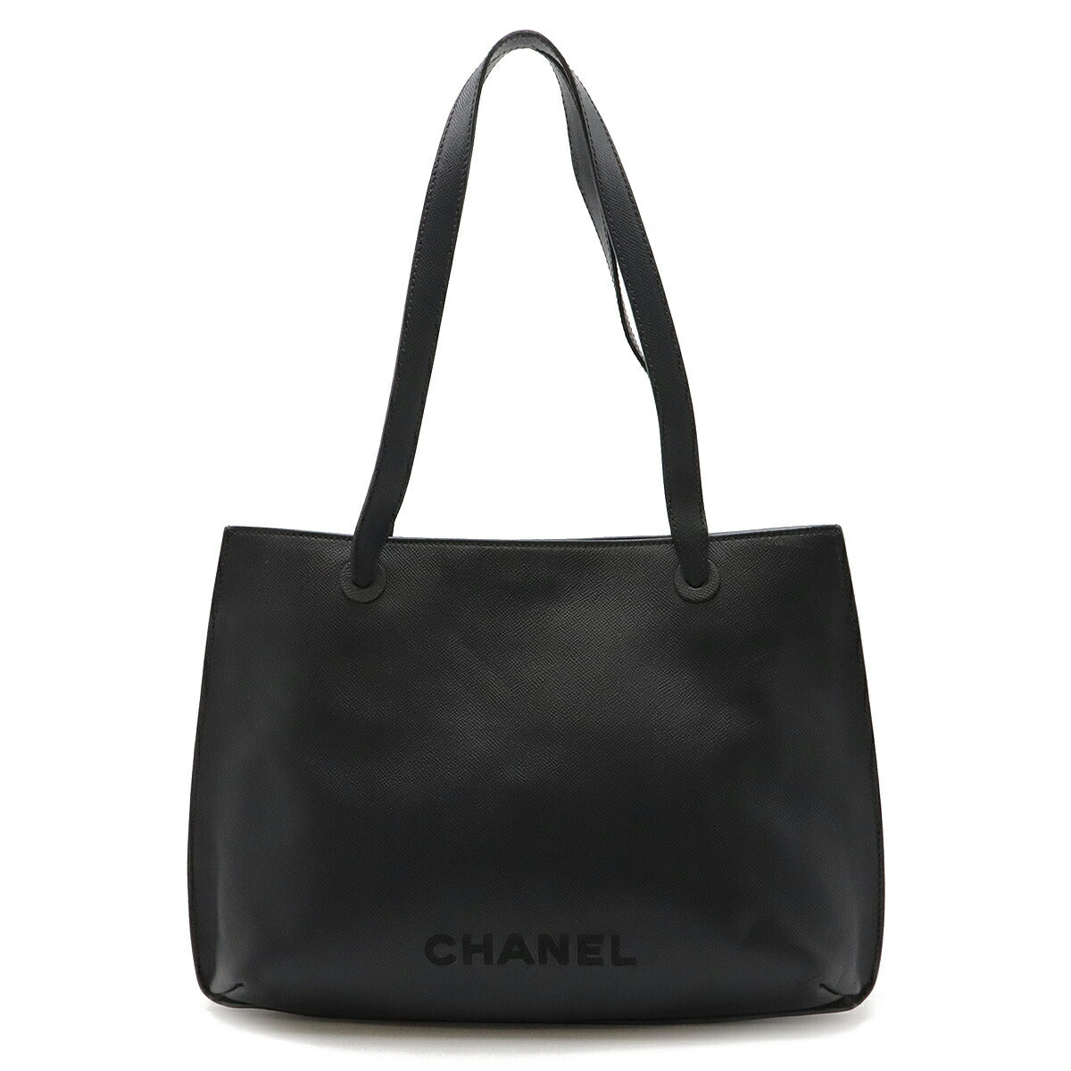 Top Quality Chanel Leather Logo Tote Bag Black