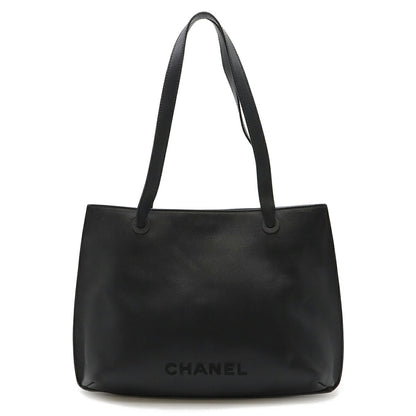 Top Quality Chanel Leather Logo Tote Bag Black