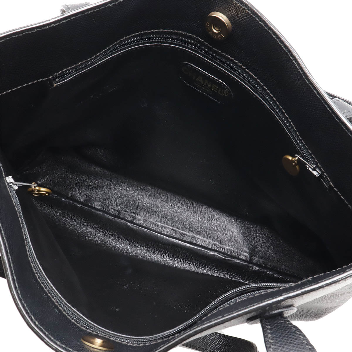 Top Quality Chanel Leather Logo Tote Bag Black