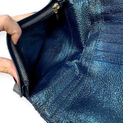 Bvlgari Bvlgari Upcycled Repurposed Bifold Wallet Designer Bvlgari In Glitter Painted Pebbled Leather. Size Small