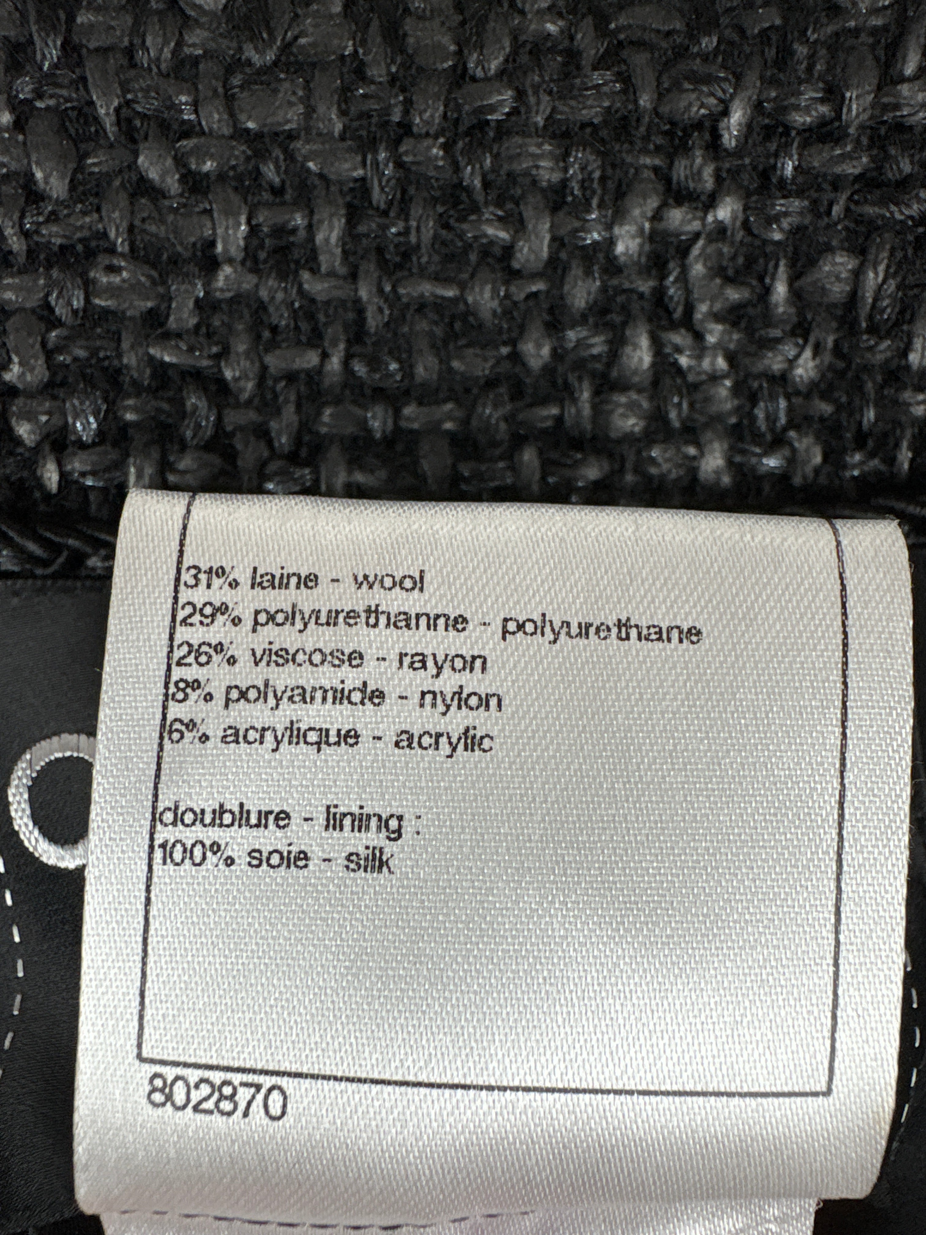Top Quality Chanel Black Coated Tweed Curved Hem Jacket with Silver CC Button Detail FR 36 (UK 8)