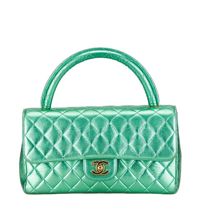 Top Quality Chanel Leather Coco Mark Matelasse Handbag Green Gold