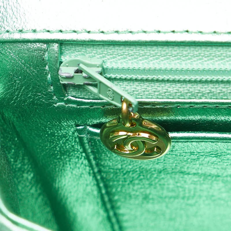 Top Quality Chanel Leather Coco Mark Matelasse Handbag Green Gold