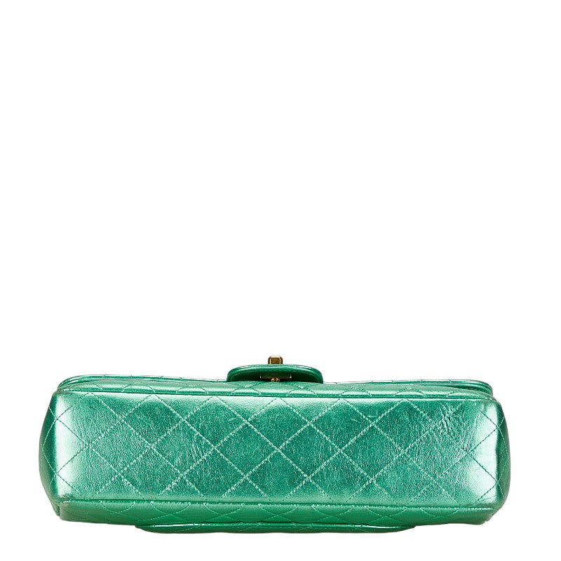 Top Quality Chanel Leather Coco Mark Matelasse Handbag Green Gold
