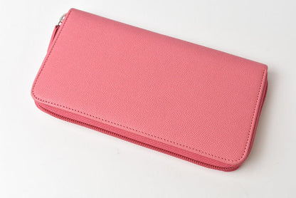Top Quality Chanel Leather Long Wallet Round Zipper Rose CC Mark