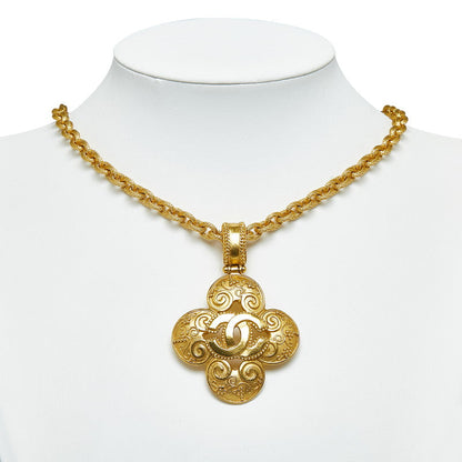 Top Quality Chanel Vintage Cocomark Clover Necklace Gold Ladies