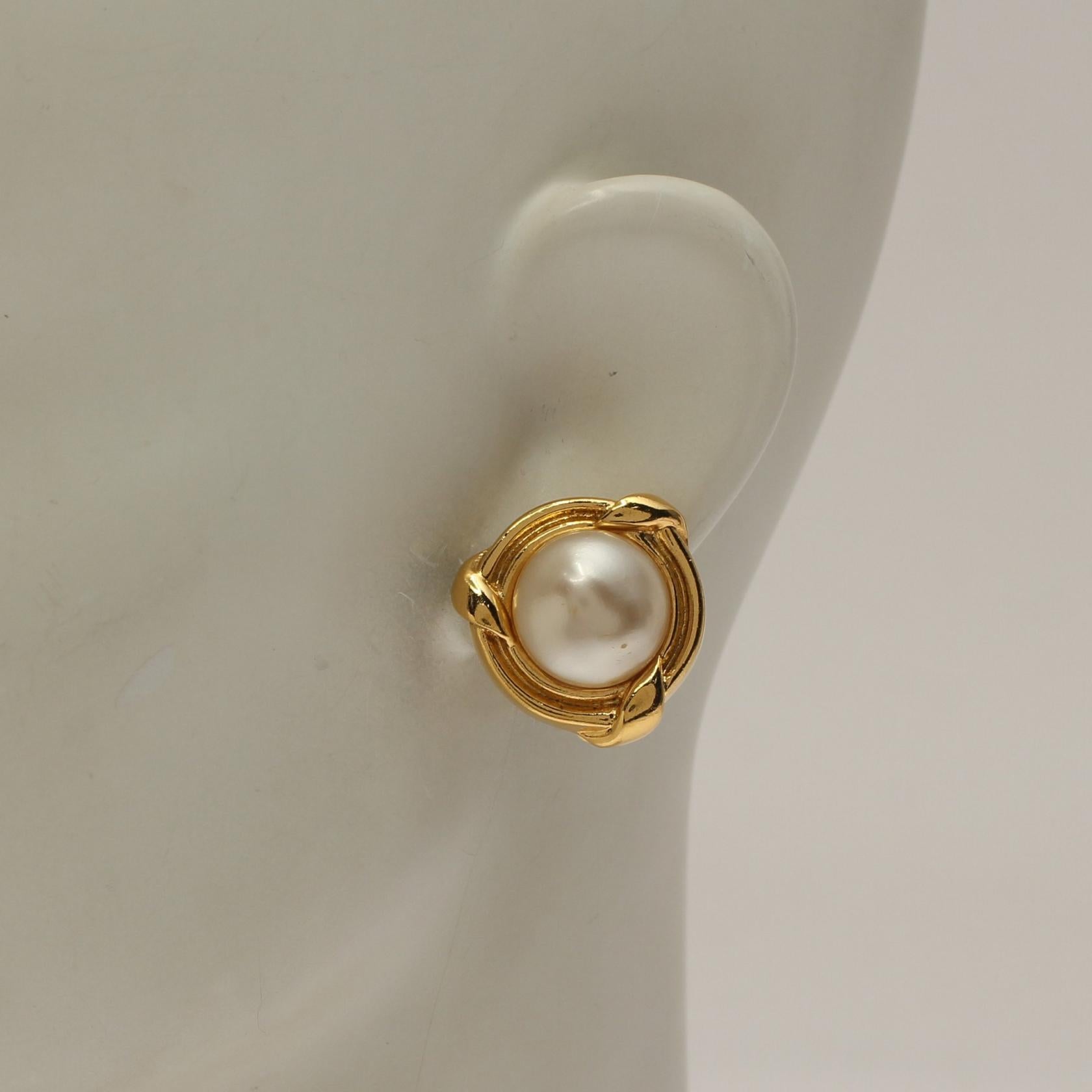 Top Quality Chanel Gold Plated Faux Pearl Earrings