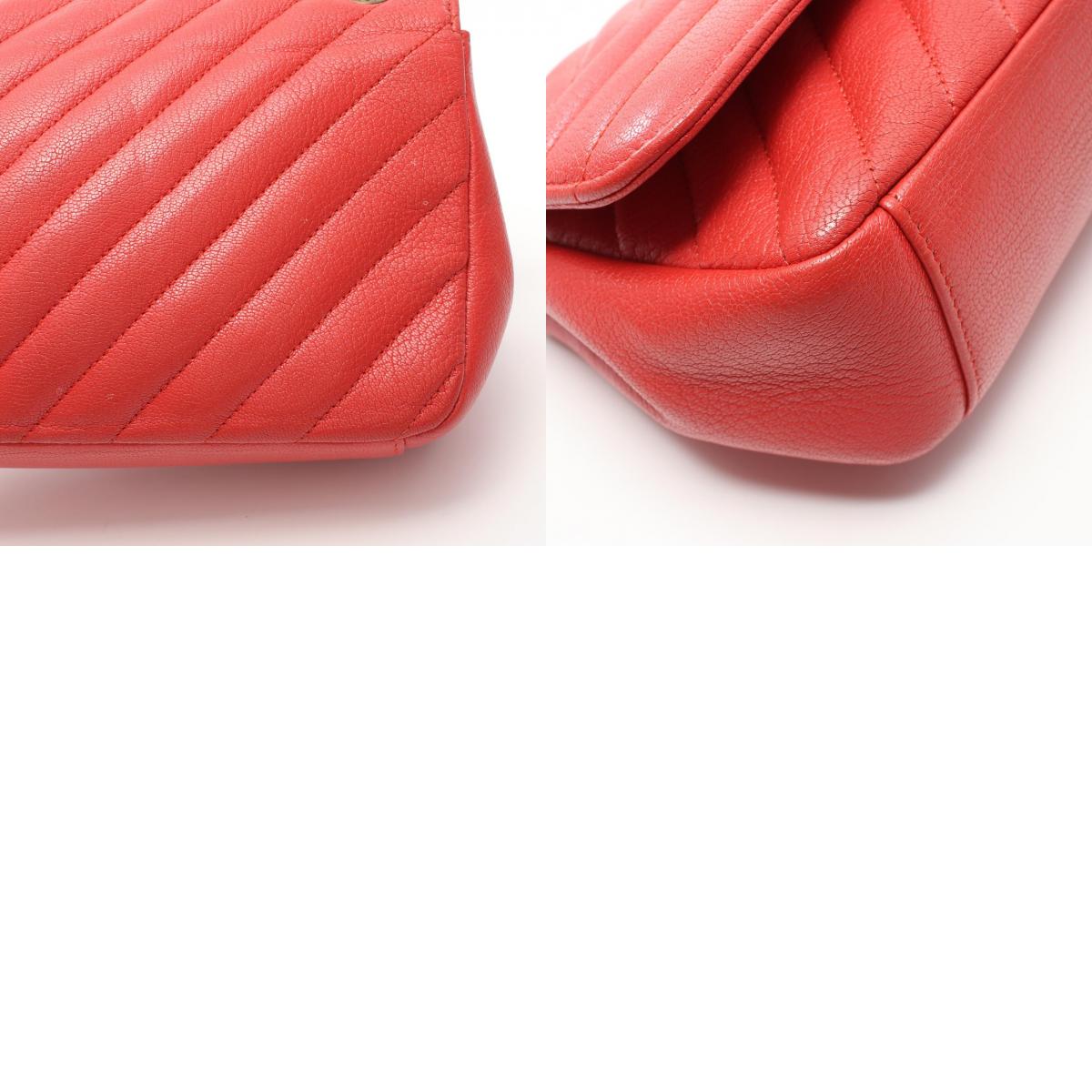 Top Quality Chanel Chevron Leather Shoulder Bag Red