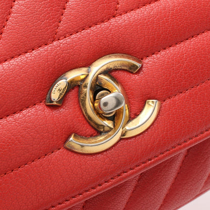 Top Quality Chanel Chevron Leather Shoulder Bag Red