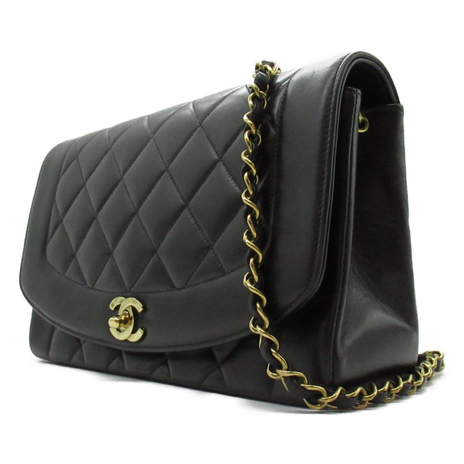 Top Quality Chanel Diana Chain Shoulder Bag Lambskin Black