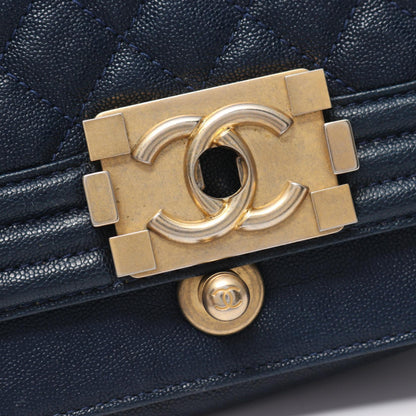 Top Quality Chanel Boy Caviar Shoulder Bag Navy A676851