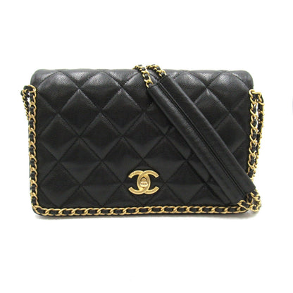 Top Quality Chanel Caviar Skin Matelasse Chain Shoulder Bag Black