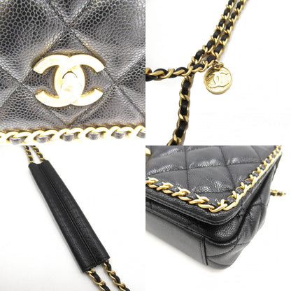 Top Quality Chanel Caviar Skin Matelasse Chain Shoulder Bag Black