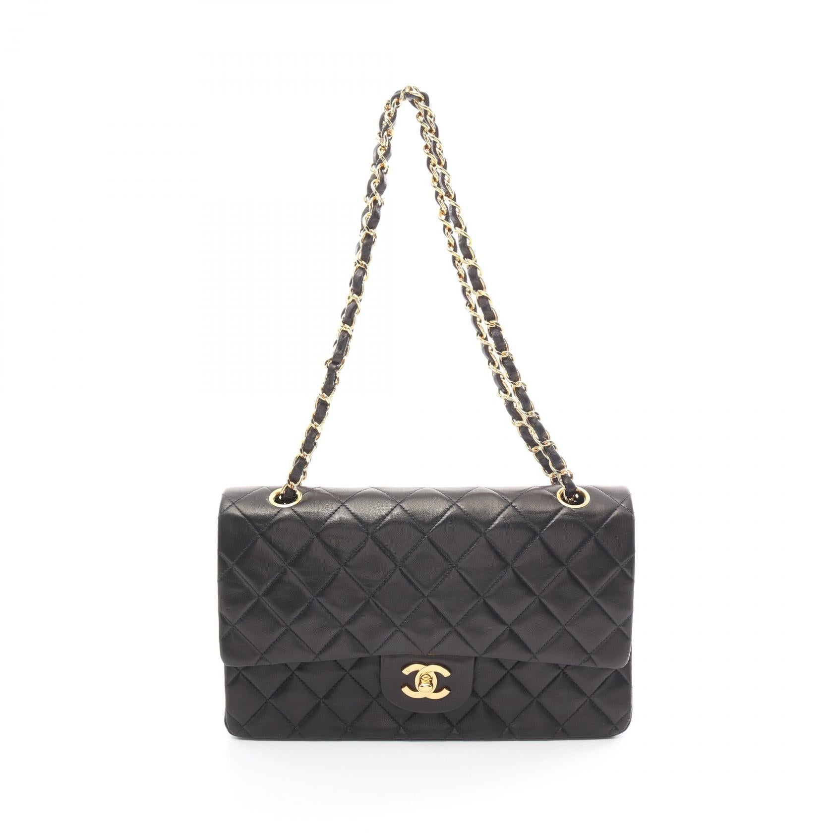 Top Quality Chanel Matelasse W Flap Shoulder Bag Black