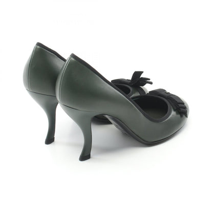 Top Quality Chanel Leather Ribbon Pumps Green/Black