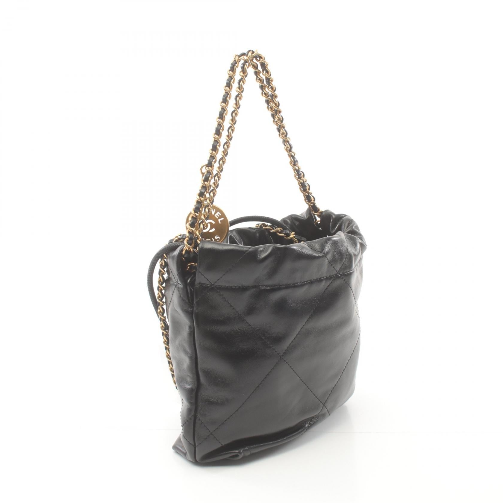Top Quality Chanel 22 Mini Leather Shoulder Bag Black