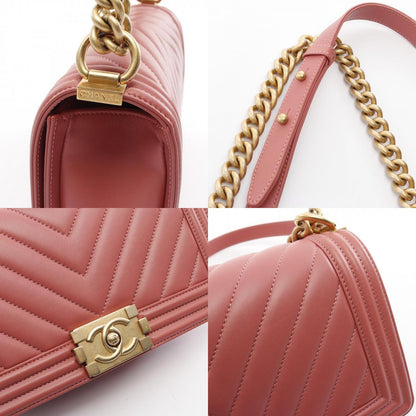 Top Quality Chanel Boy Chevron Leather Shoulder Bag Pink