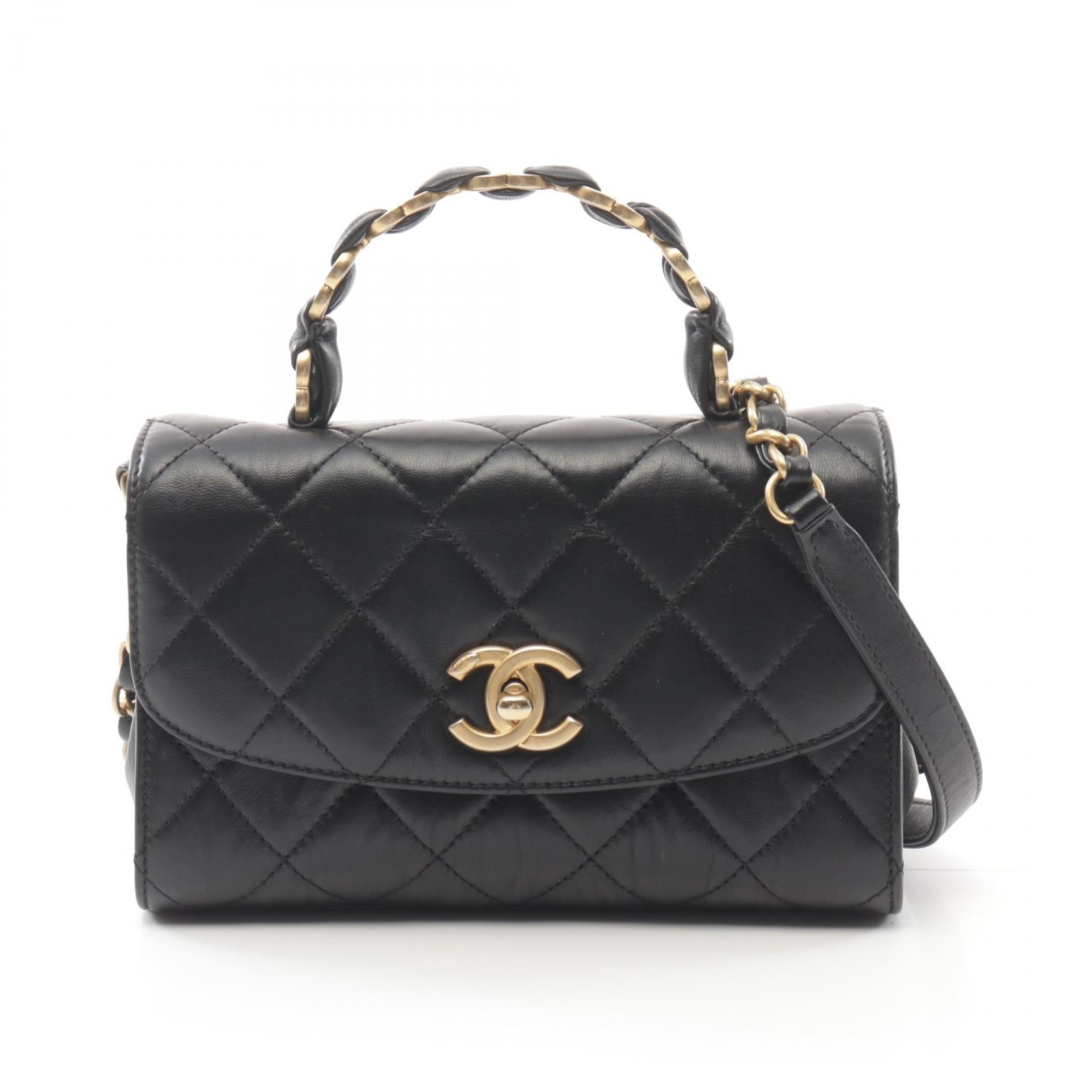 Top Quality Chanel Matelasse Top Handle Shoulder Bag Black