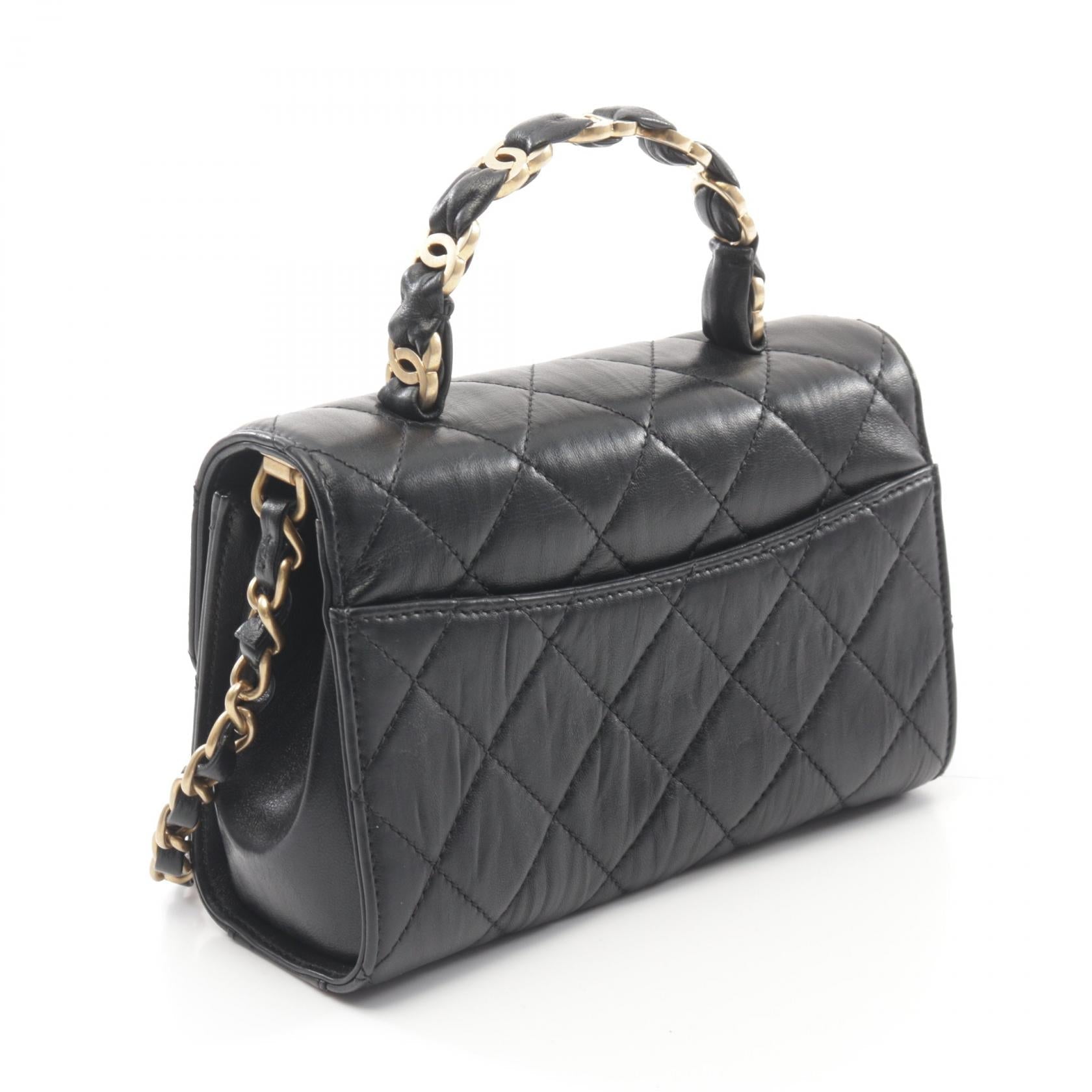 Top Quality Chanel Matelasse Top Handle Shoulder Bag Black