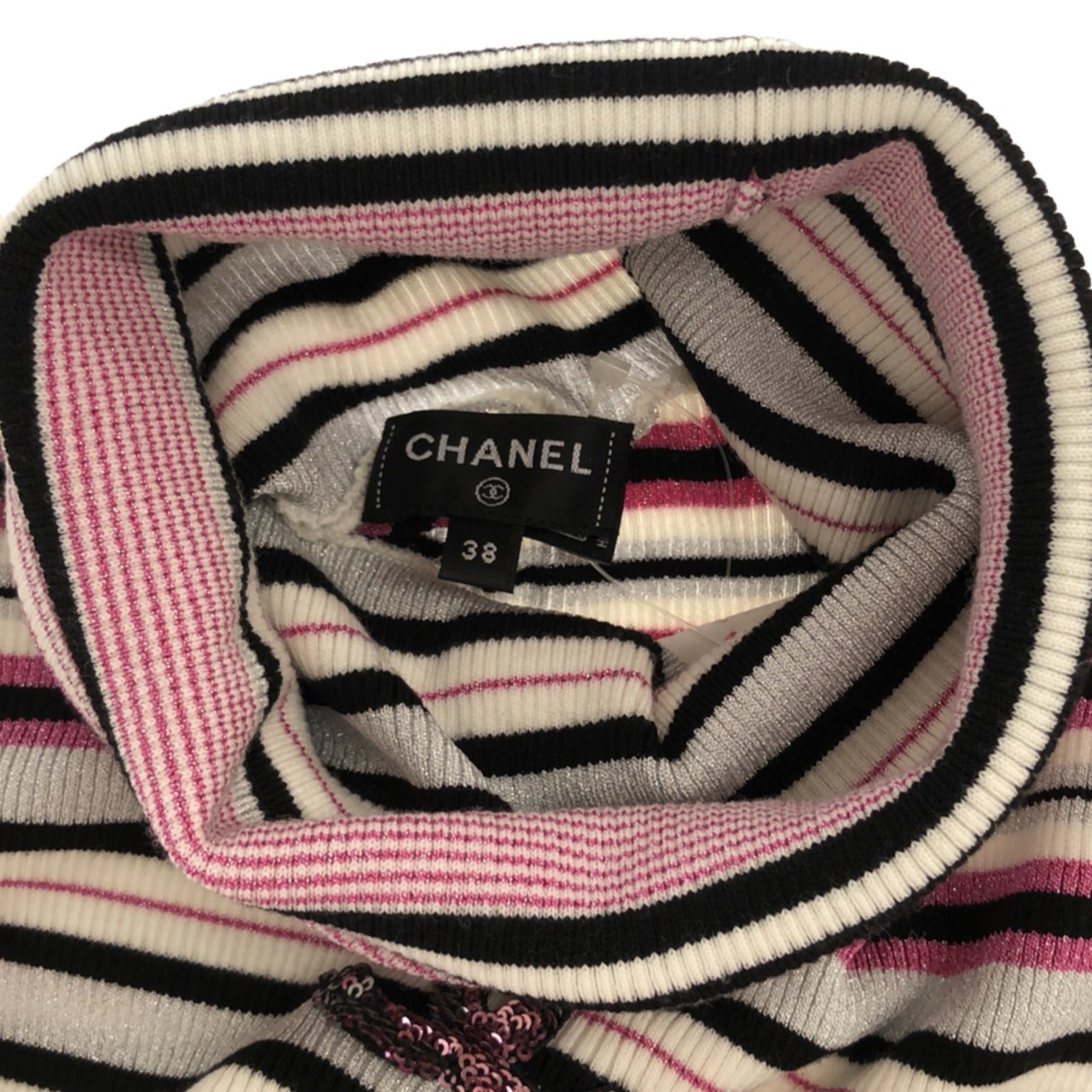 Top Quality Chanel Wool Turtleneck Knit Top Pink