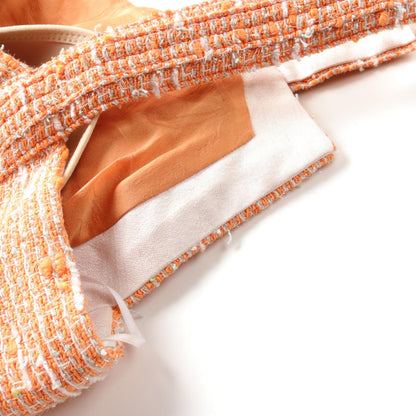 Top Quality Chanel Tweed Dress Polyester Orange/White