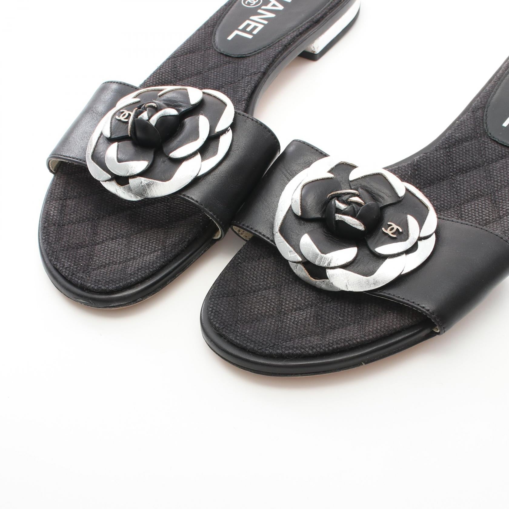 Top Quality Chanel Camellia Leather Sandals G29154
